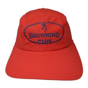 Browning Club Strapback 5 Panel Cap Red Medium Adjustable Embroidered Vintage